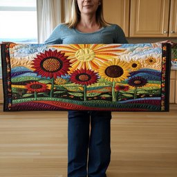 Sunflower Serenity Quilted Table Runner NCU0PTT237