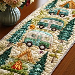 Teal Caravan Trail Quilted Table Runner NCU0NNT336