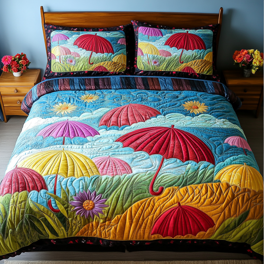 Sunny Drizzle 3-Piece Quilted Bedding Set NCU0DDK226