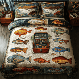 Fish Fiesta 3-Piece Quilted Bedding Set NCU0NVH255