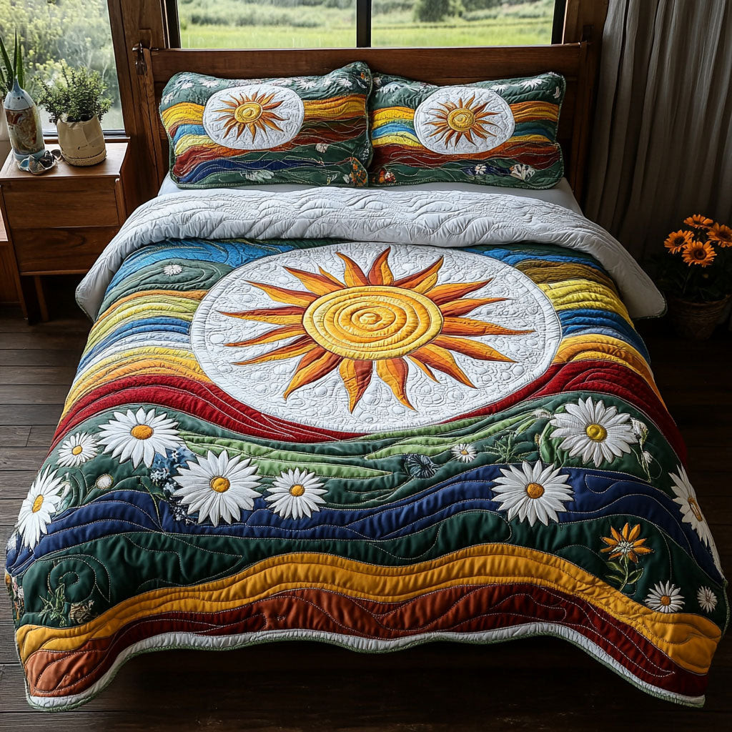 Rainbow Bloom 3-Piece Quilted Bedding Set NCU0PTT268