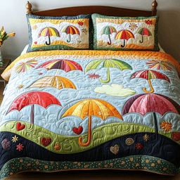 Rainbow Showers 3-Piece Quilted Bedding Set NCU0DDK223
