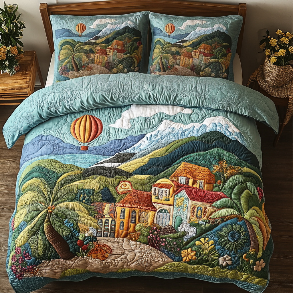 Village Escape 3-Piece Quilted Bedding Set NCU0NVH298