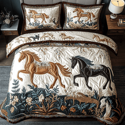 Equine Elegance 3-Piece Quilted Bedding Set NCU0NVH225