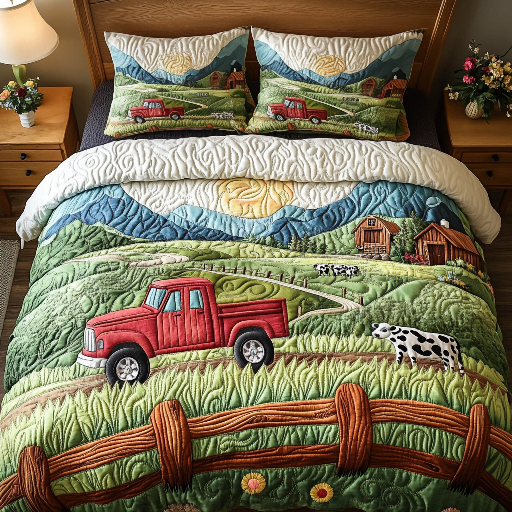 Rural Vibes 3-Piece Quilted Bedding Set NCU0NVH294
