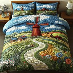 Windmill Garden 3-Piece Quilted Bedding Set NCU0NVH239