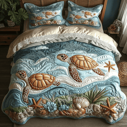 Coastal Charm 3-Piece Quilted Bedding Set NCU0NVH336