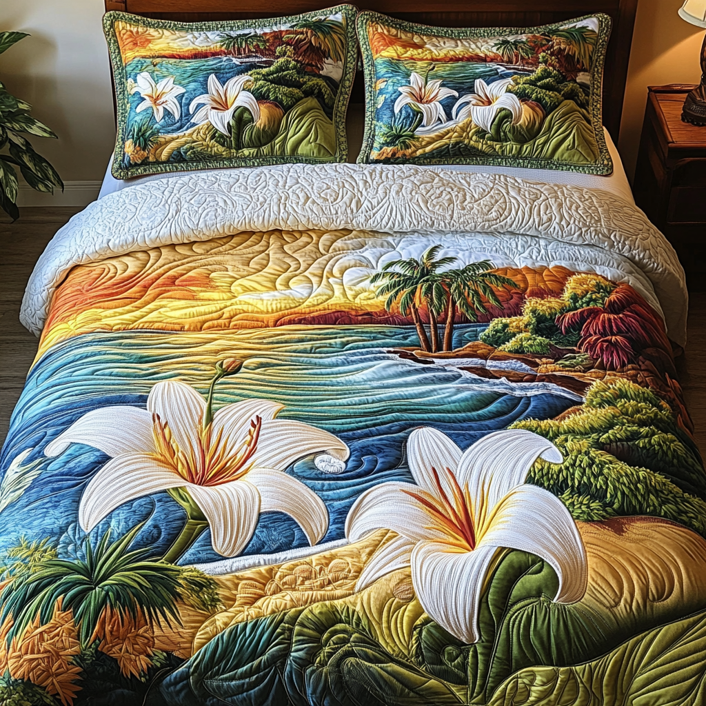 Coastal Dreams 3-Piece Quilted Bedding Set NCU0NVH237