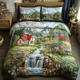 Waterfall Dream 3-Piece Quilted Bedding Set NCU0NVH348