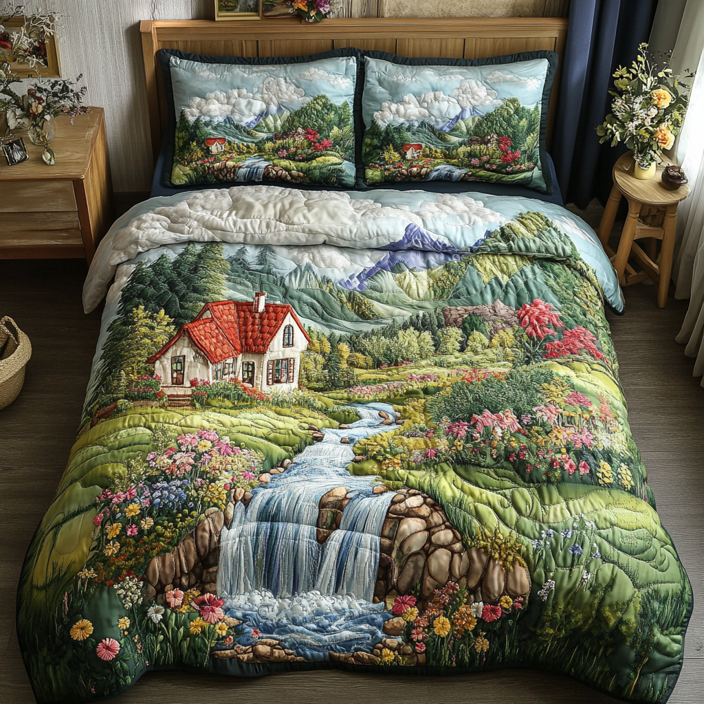 Waterfall Dream 3-Piece Quilted Bedding Set NCU0NVH348
