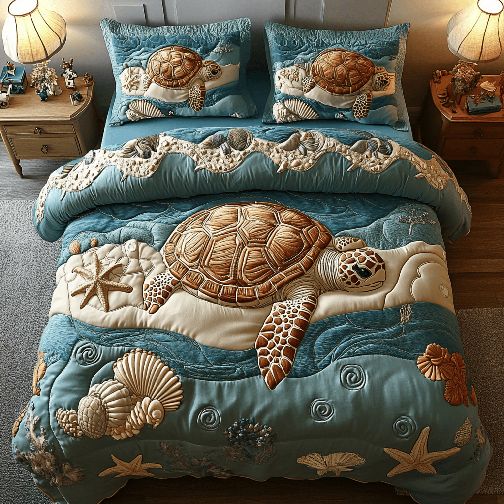 Sea Serenity 3-Piece Quilted Bedding Set NCU0NVH339