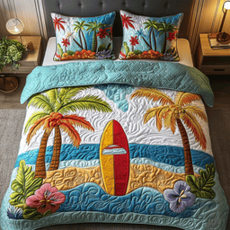 Beach Vibes 3-Piece Quilted Bedding Set NCU0NVH235