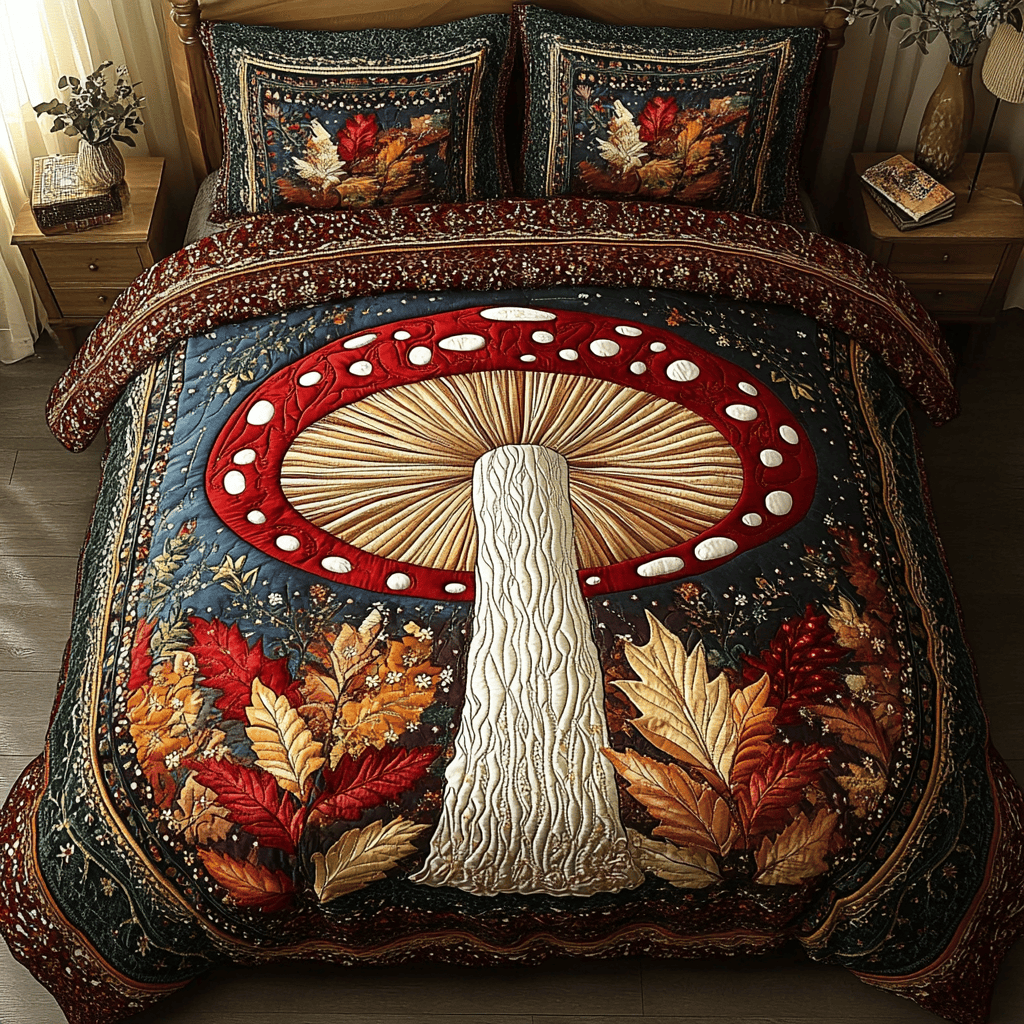 Mystic Fungi 3-Piece Quilted Bedding Set NCU0NVH104