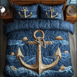 Weathered Anchor 3-Piece Quilted Bedding Set NCU0NNT325