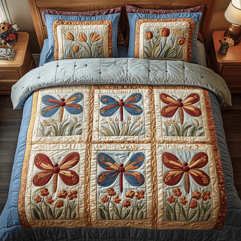 Blossoming Meadow 3-Piece Quilted Bedding Set NCU0NVH181