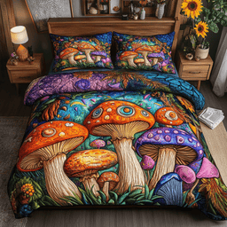 Mushroom Wonderland 3-Piece Quilted Bedding Set NCU0PVL098