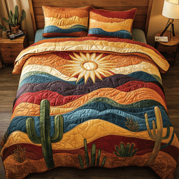 Colorful Cactus 3-Piece Quilted Bedding Set NCU0NVH216