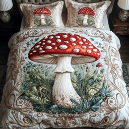 Mushroom Dream 3-Piece Quilted Bedding Set NCU0NVH102