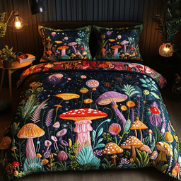 Fungi Forest 3-Piece Quilted Bedding Set NCU0PVL094