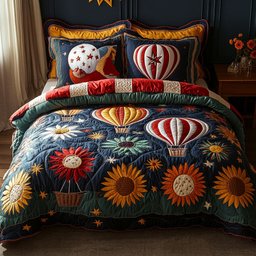 Soaring Over Sunflower Hills 3-Piece Quilted Bedding Set NCU0PTT253