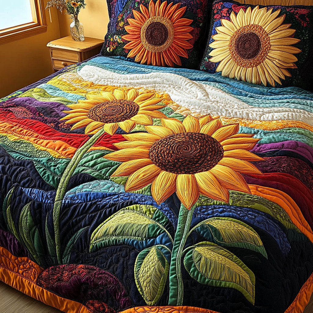 Sunburst Countryside 3-Piece Quilted Bedding Set NCU0PTT221