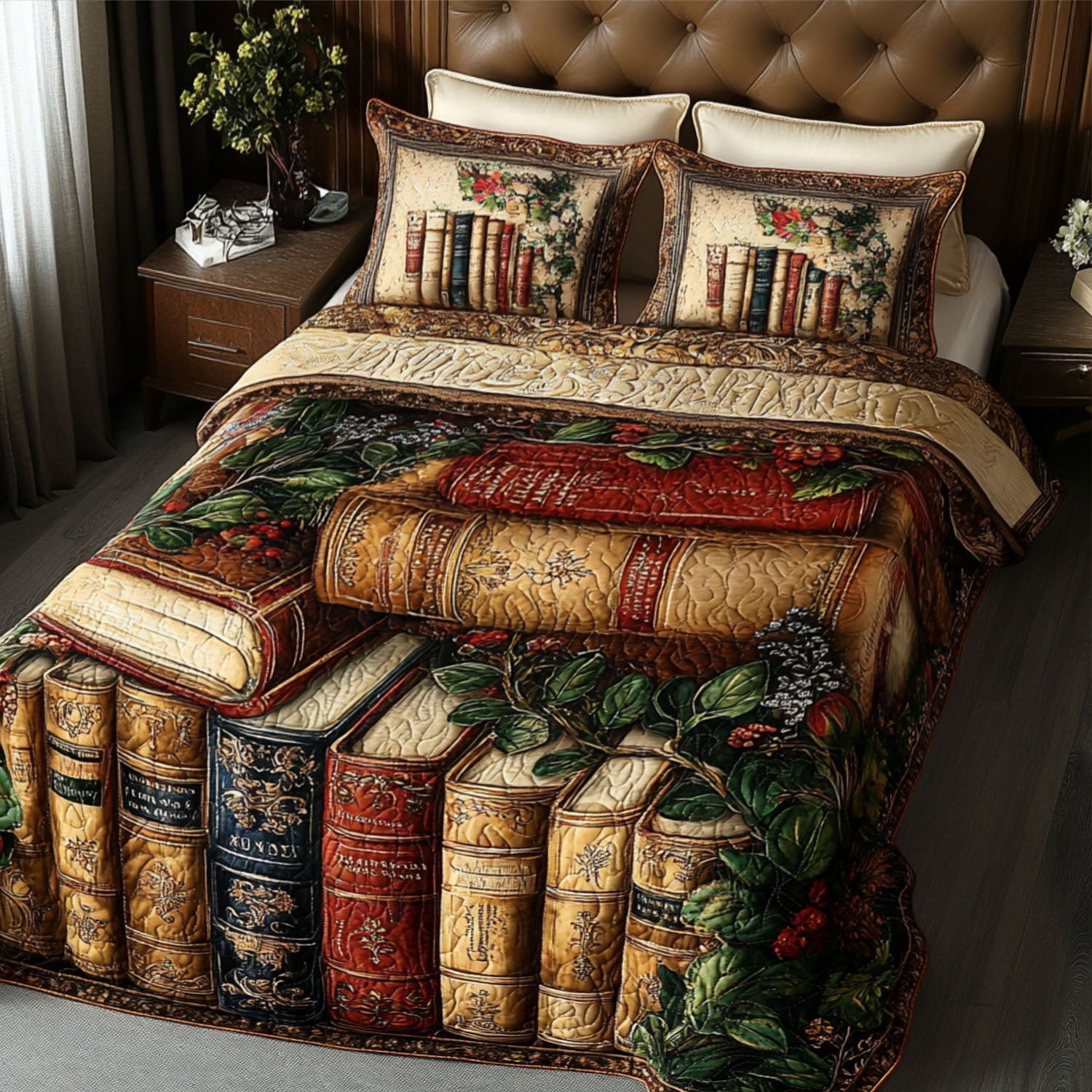 Bibliophiles Haven 3-Piece Quilted Bedding Set NCU0PTT239