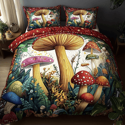 Enchanted Mushrooms 3-Piece Quilted Bedding Set NCU0PVL095
