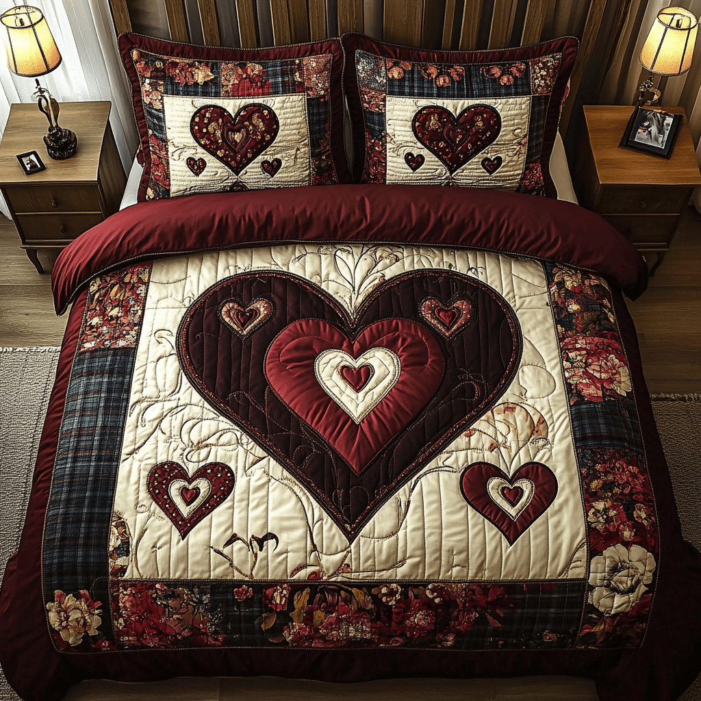 Love Nest 3-Piece Quilted Bedding Set NCU0NVH146
