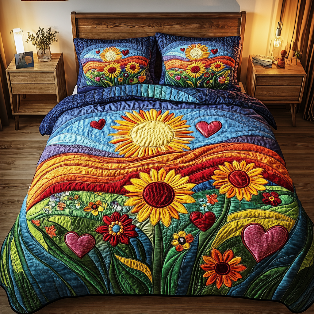 Petal Meadows 3-Piece Quilted Bedding Set NCU0PVL114