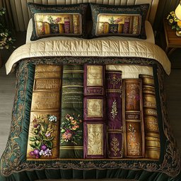 Vintage Library Elegance 3-Piece Quilted Bedding Set NCU0PTT248