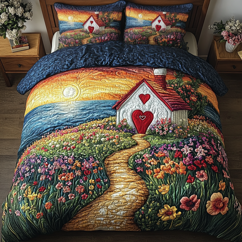 Love Nest 3-Piece Quilted Bedding Set NCU0NVH195