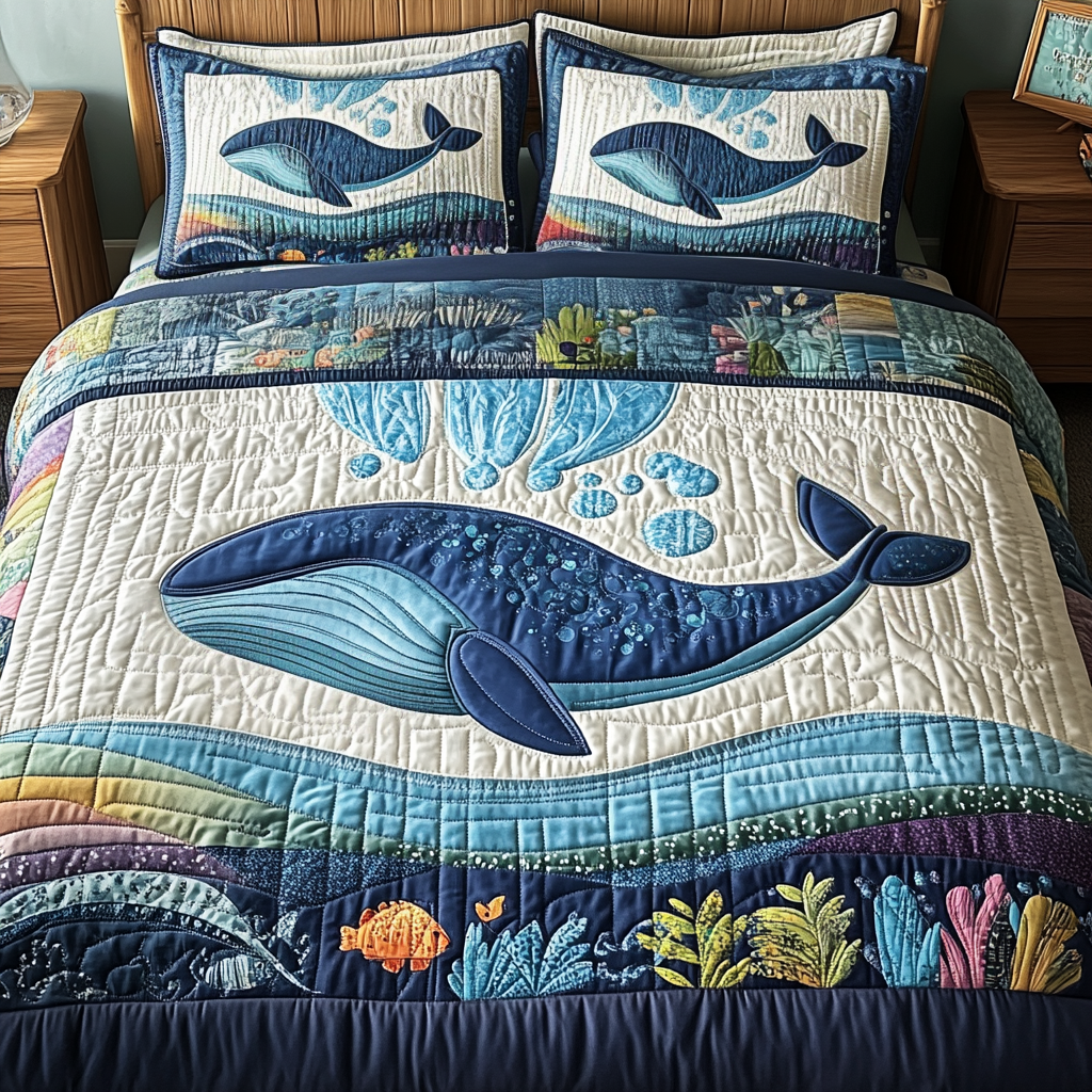 Blue Majesty 3-Piece Quilted Bedding Set NCU0NVH161