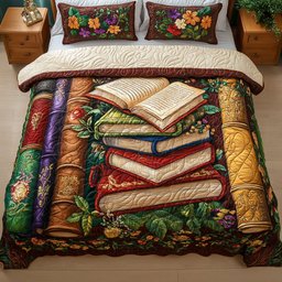 The Cozy Bookstack 3-Piece Quilted Bedding Set NCU0PTT246