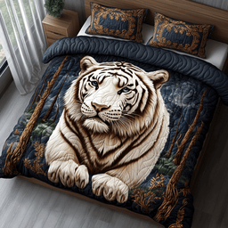 White Tiger Charm Quilted Bedding Set NCU0DV176