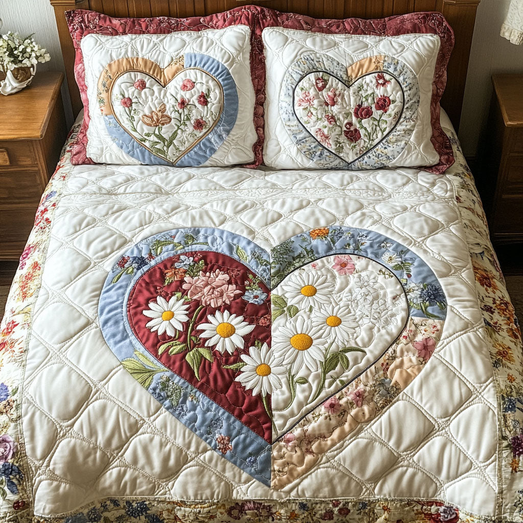 Threads of Love 3-Piece Quilted Bedding Set NCU0PTT182