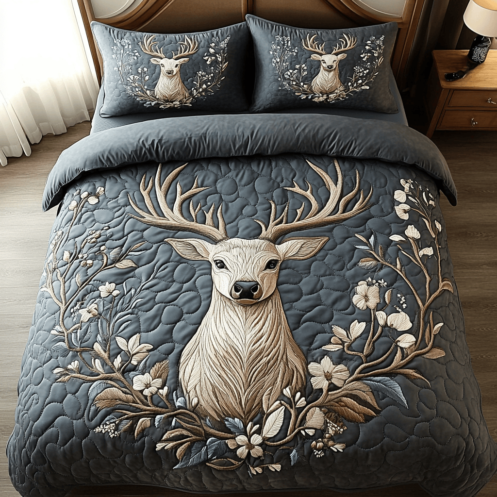 Wild Stag 3-Piece Quilted Bedding Set NCU0PVL063