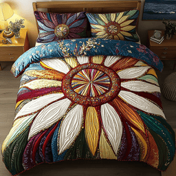 Golden Petals 3-Piece Quilted Bedding Set NCU0PVL026