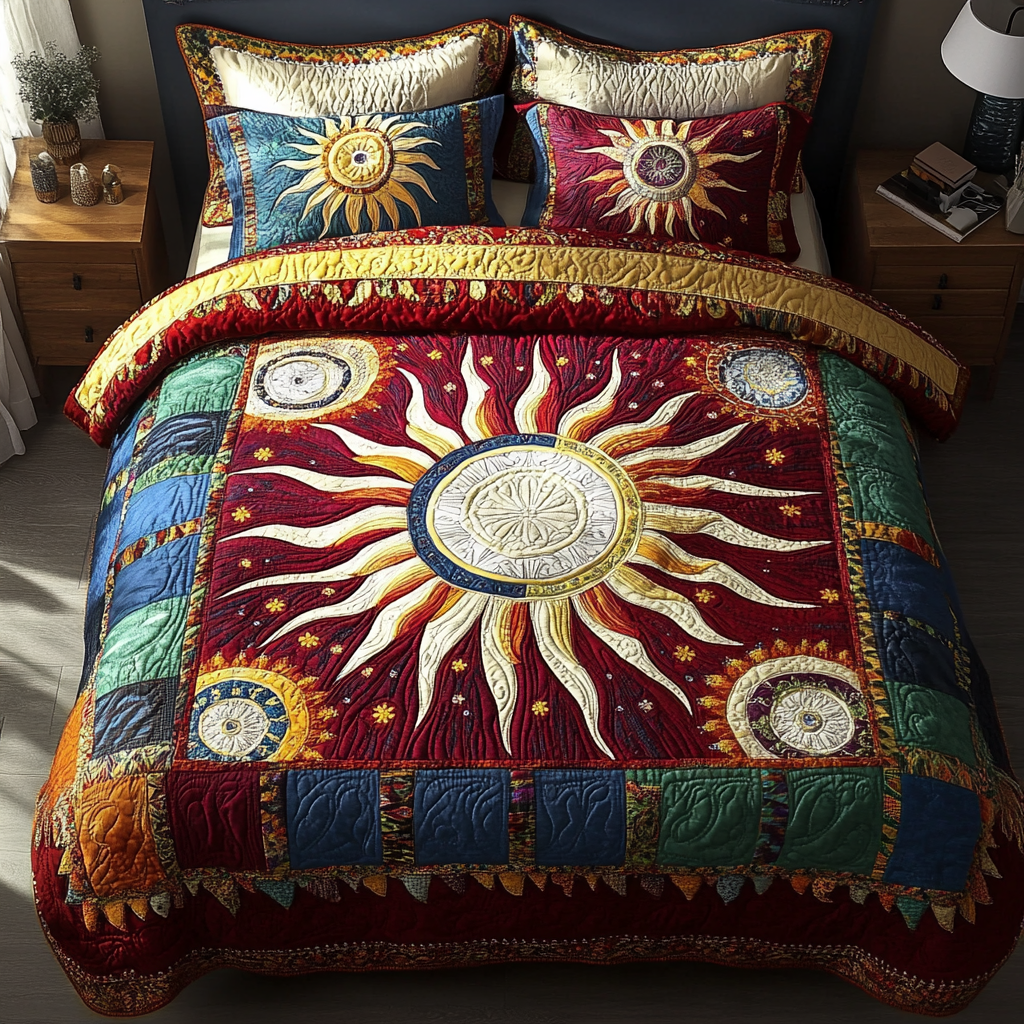 Solar Glow 3-Piece Quilted Bedding Set NCU0NVH086
