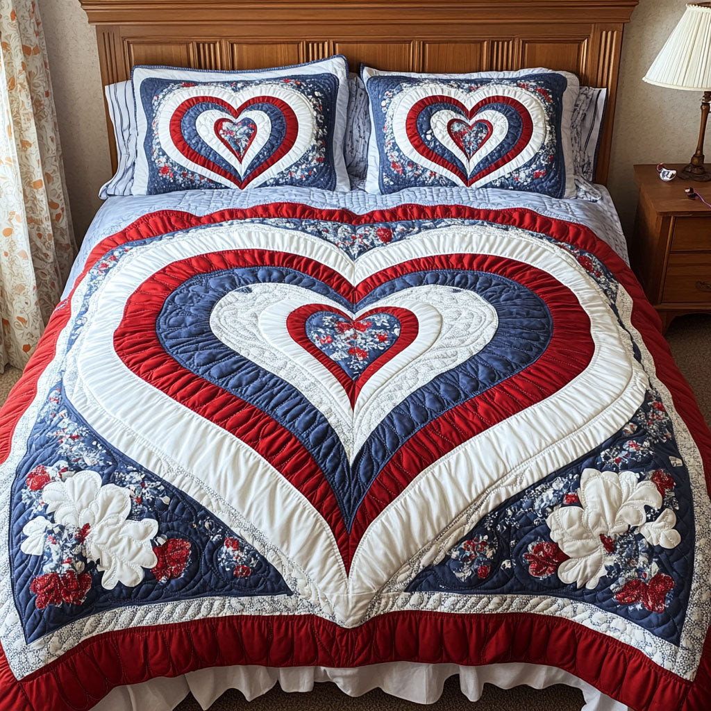 Timeless Love Blooms 3-Piece Quilted Bedding Set NCU0PTT183