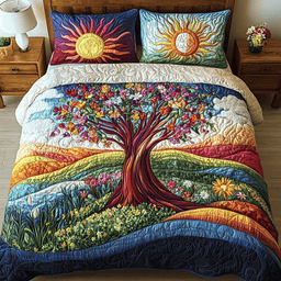 Flourishing Tree 3-Piece Quilted Bedding Set NCU0PVL058
