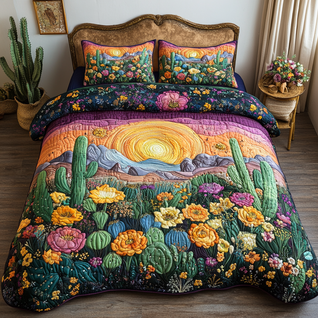 Prickly Paradise Quilted Bedding Set NCU0DV146