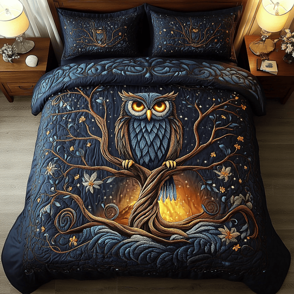 Enchanted Forest 3-Piece Quilted Bedding Set NCU0NVH101