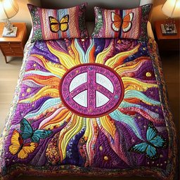 Butterfly Sunrise 3-Piece Quilted Bedding Set NCU0NNT281