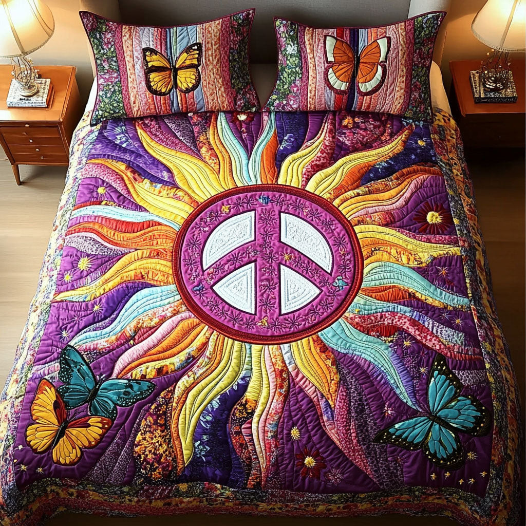 Butterfly Sunrise 3-Piece Quilted Bedding Set NCU0NNT281