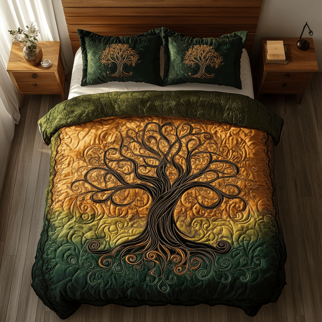 Infinite Branches 3-Piece Quilted Bedding Set NCU0DDK175