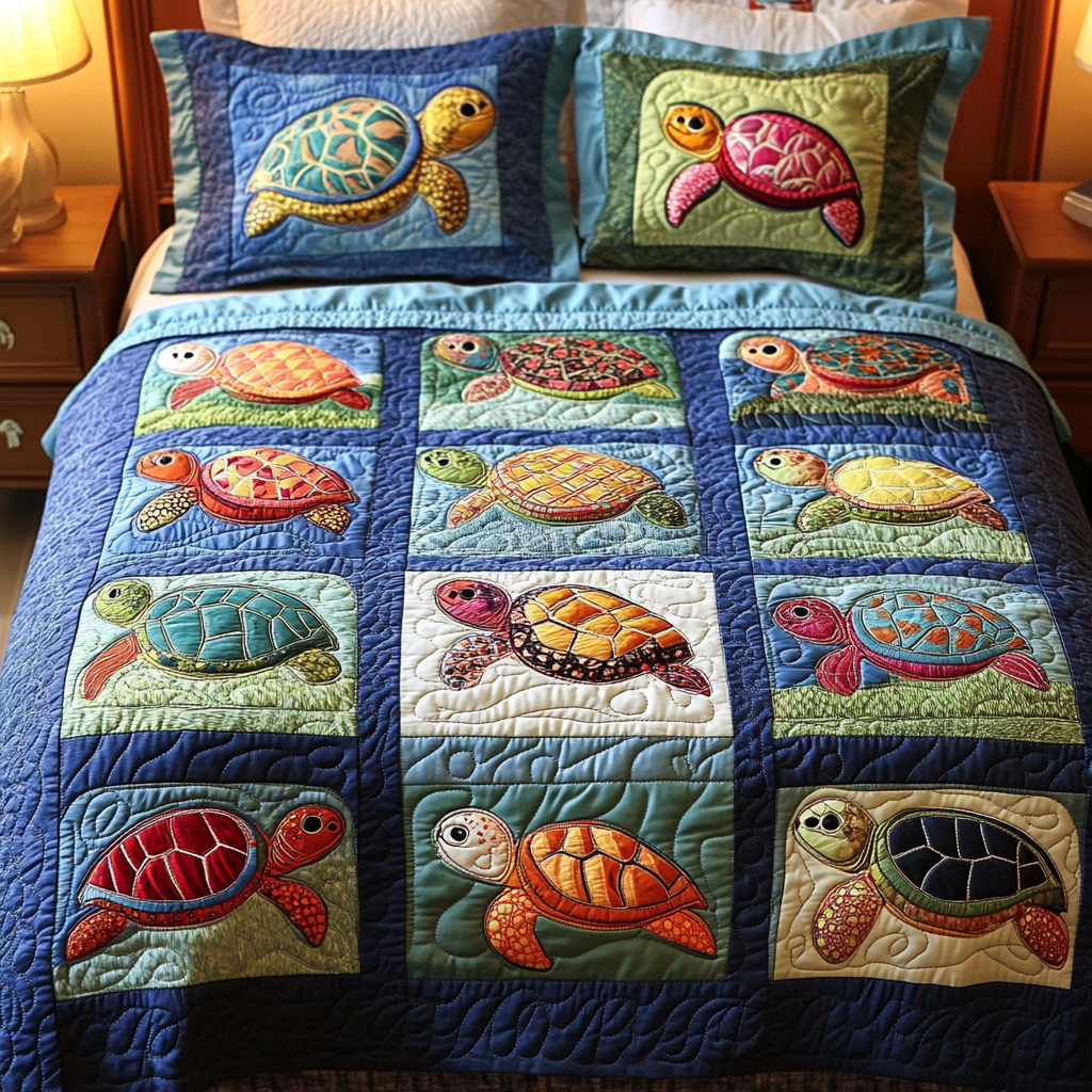 Turtle Haven 3-Piece Quilted Bedding Set NCU0NVH091