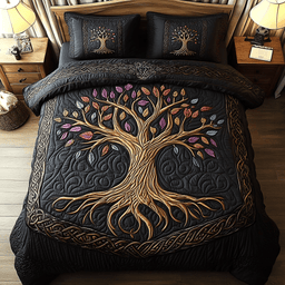 Harmony Tree 3-Piece Quilted Bedding Set NCU0DDK165