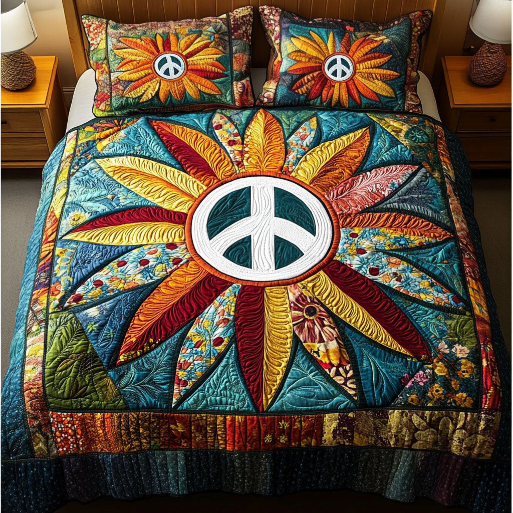 Sunflower Harmony 3-Piece Quilted Bedding Set NCU0NNT288