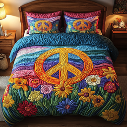Flower Power 3-Piece Quilted Bedding Set NCU0PVL073