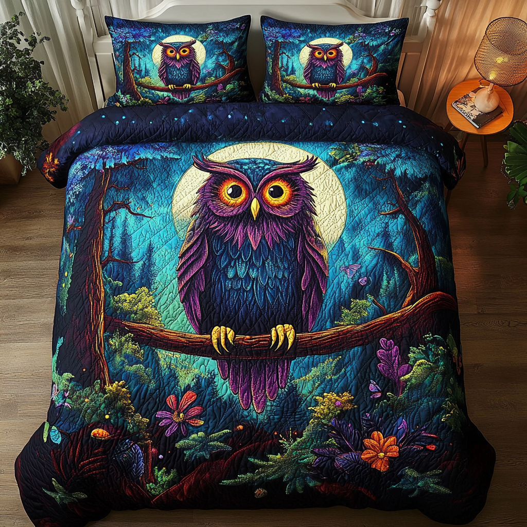 Mystic Owl 3-Piece Quilted Bedding Set NCU0NVH098